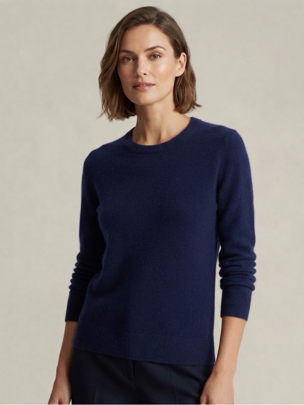 Charter Club Luxury 100% Cashmere Crewneck Sweater – Navy Blue – Size M
